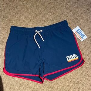 BIKE Men's Navy Athletic Shorts with Red Trim